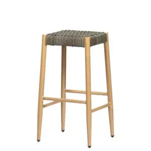 Taburete estilo mediterráneo con asiento en cuerda para terrazas