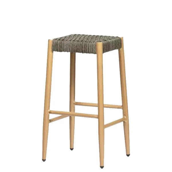 Taburete estilo mediterráneo con asiento en cuerda para terrazas