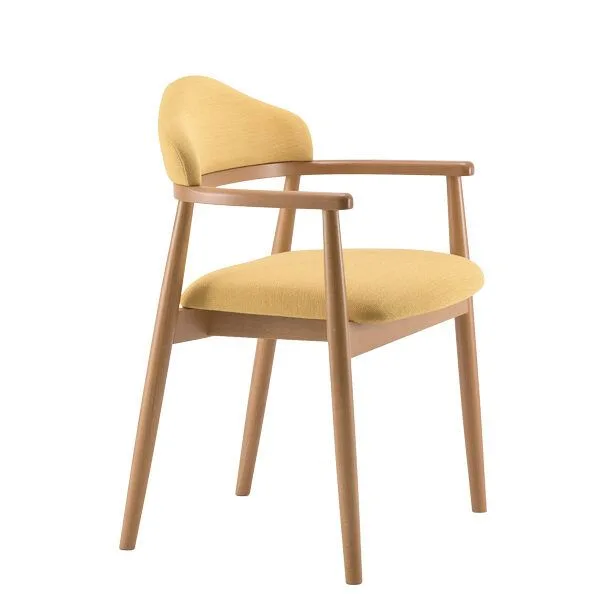 Sillón apilable tapizado estructura en madera de haya