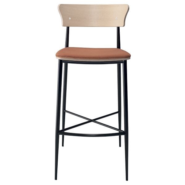 Taburete de madera con respaldo envolvente - Diseño Moderno