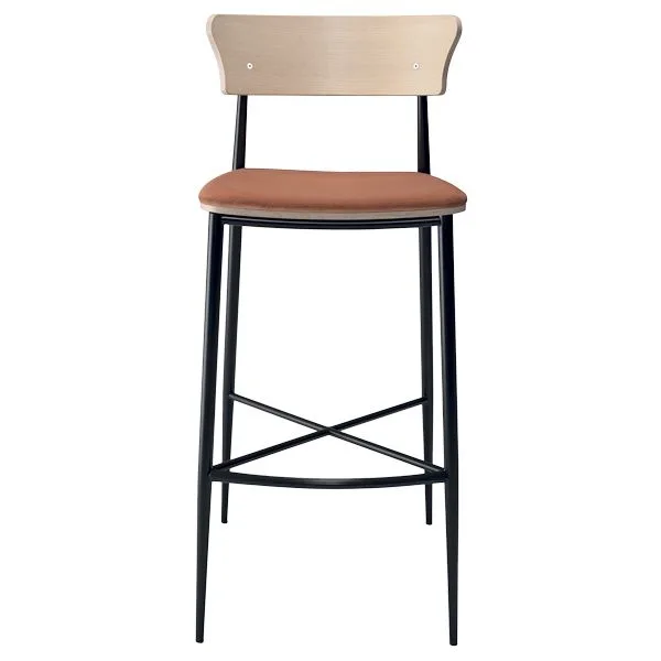 Taburete de madera con respaldo envolvente - Diseño Moderno