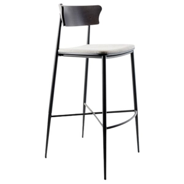 Taburete de madera con respaldo envolvente - Diseño Moderno