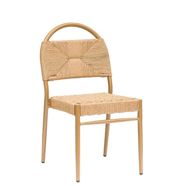 Silla apilable de aluminio estilo mediterráneo para terrazas