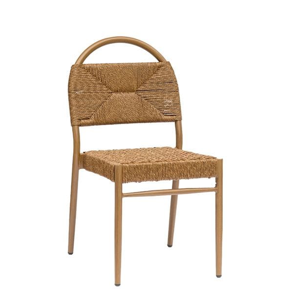 Silla apilable de aluminio estilo mediterráneo para terrazas