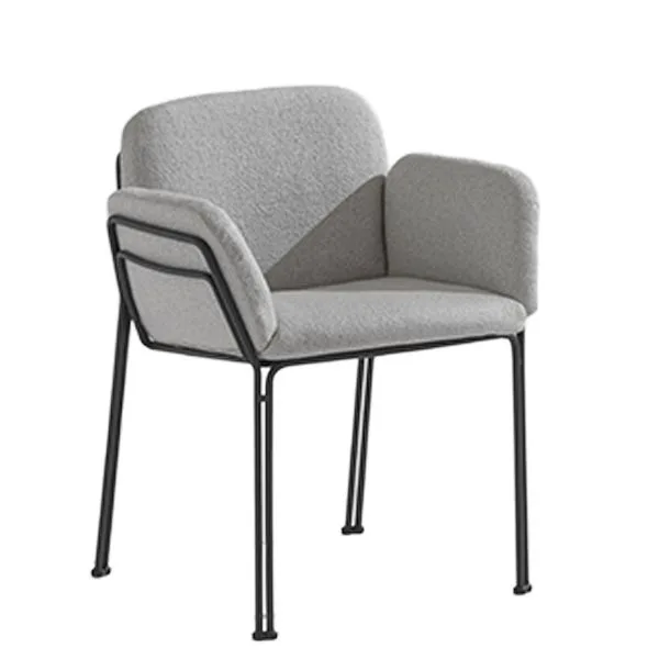 Silla tapizada con estructura de acero y diseño elegante