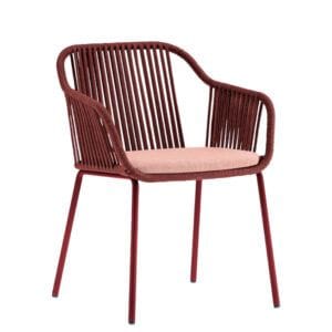 Sillón exterior de acero con cuerda trenzada y cojín