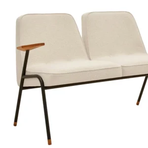 bancada sofa banco tapizado estructura en tubo de metal negro tapizado beige para zonas de espera y hoteles