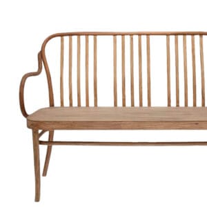 Banco Lineseat Bcr de madera curvada con respaldo alto y reposabrazos