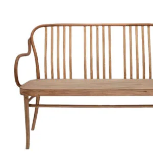 Banco Lineseat Bcr de madera curvada con respaldo alto y reposabrazos