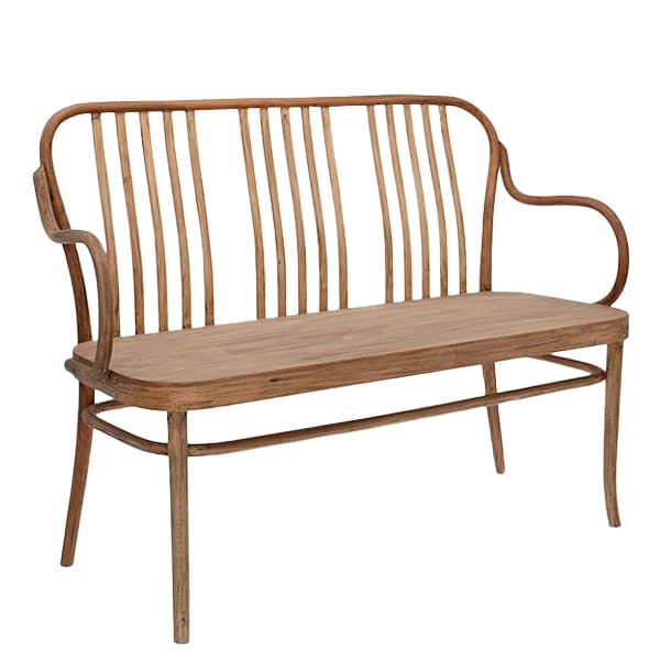 Banco Lineseat Bcr de madera curvada con respaldo alto y reposabrazos