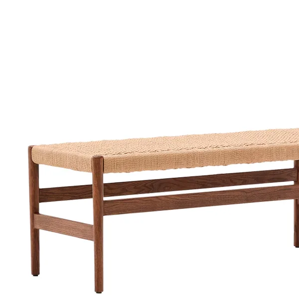 Banco Zaide de madera maciza con asiento trenzado
