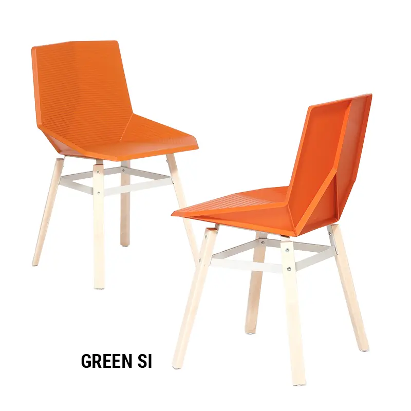 Silla polipropileno a color y patas de madera Green Si