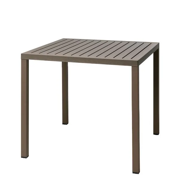 Mesa cuadrada de exterior Cubbe 80 con estructura de aluminio