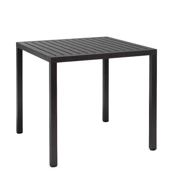 Mesa cuadrada de exterior Cubbe 80 con estructura de aluminio