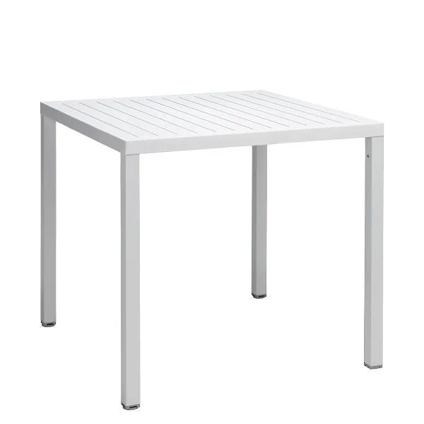 Mesa cuadrada de exterior Cubbe 80 con estructura de aluminio