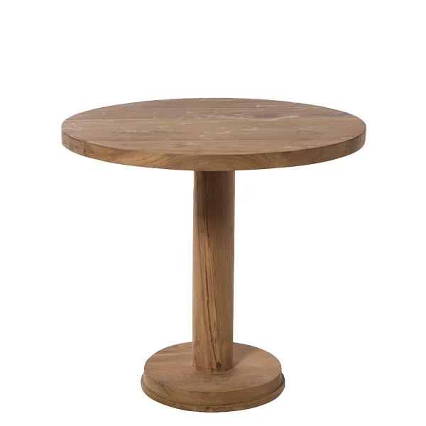 Mesa redonda de madera Saller de teca con pie central