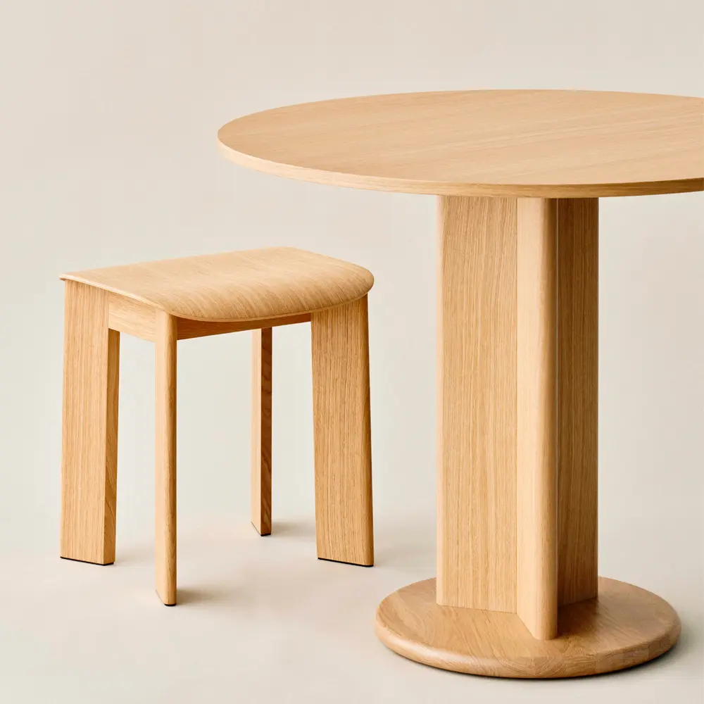 mesa pie central redonda madera chisel hay ambiente