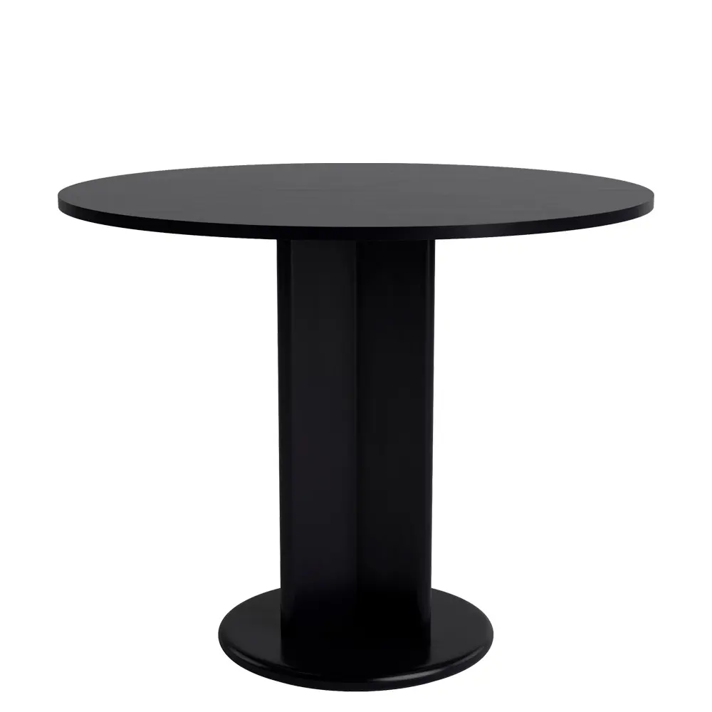 mesa pie central redonda madera chisel hay negro