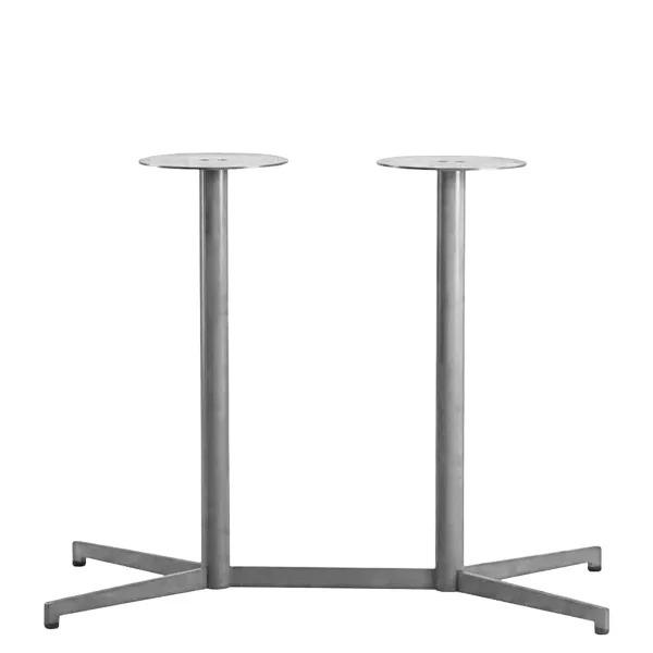 Pié de mesa doble minimalista de acero para terrazas de hostelería