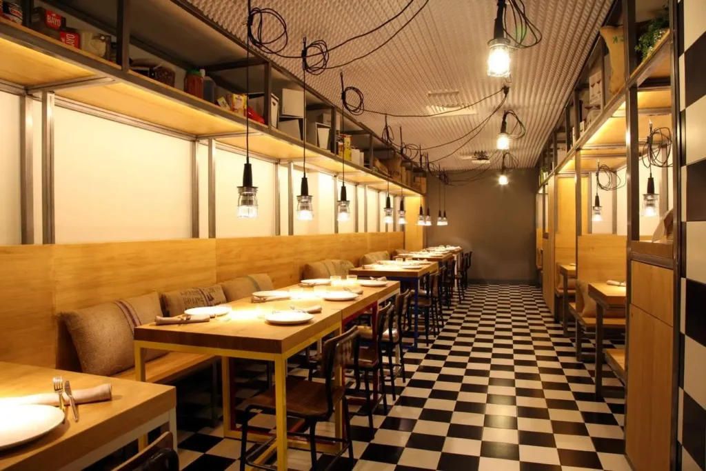 restaurante industrial bancadas madera cachivache