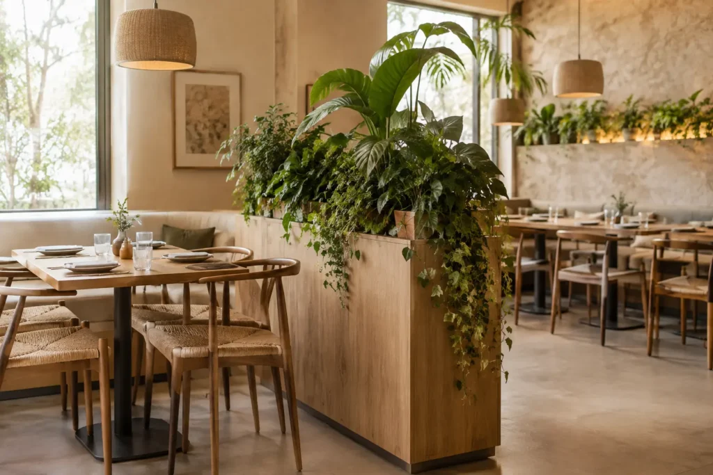 restaurantes separador zonas ambiente plantas verdes