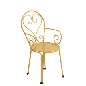 silla con brazos metalica color mostaza para terrazas de hosteleria emu pigalle