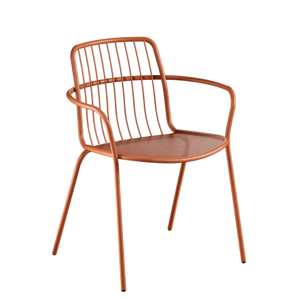 silla con brazos apilable metalica para terrazas hosteleria emu alisea