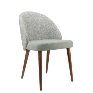silla tapizada 2 respaldo envolvente patas madera lana si