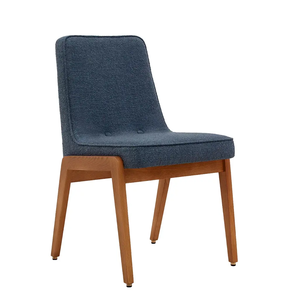 silla tapizada patas madera fresno para restaurantes ingenia contract azul