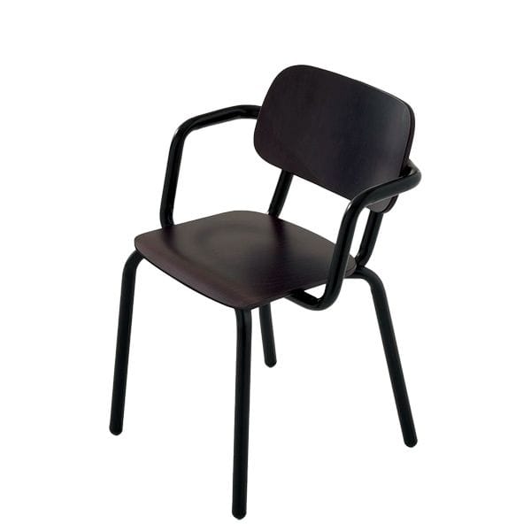 Sillón apilable de madera estructura metálica para cafeterías