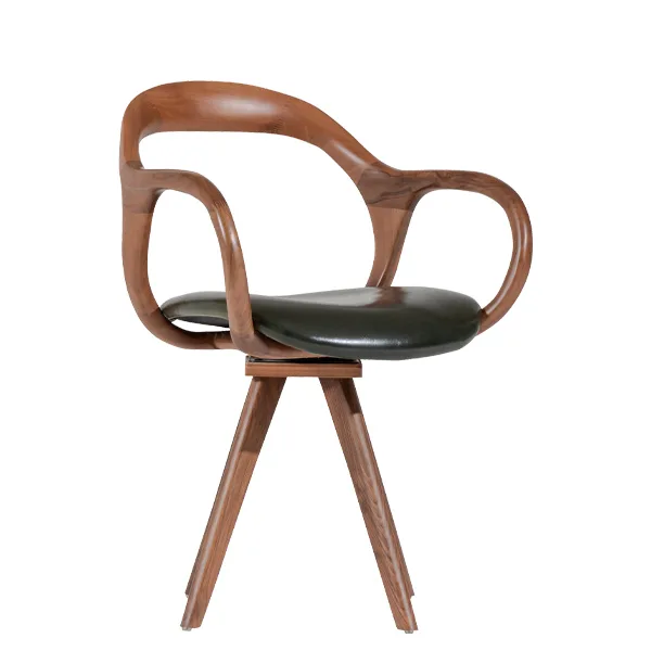 Sillón tapizado Milas en madera de nogal