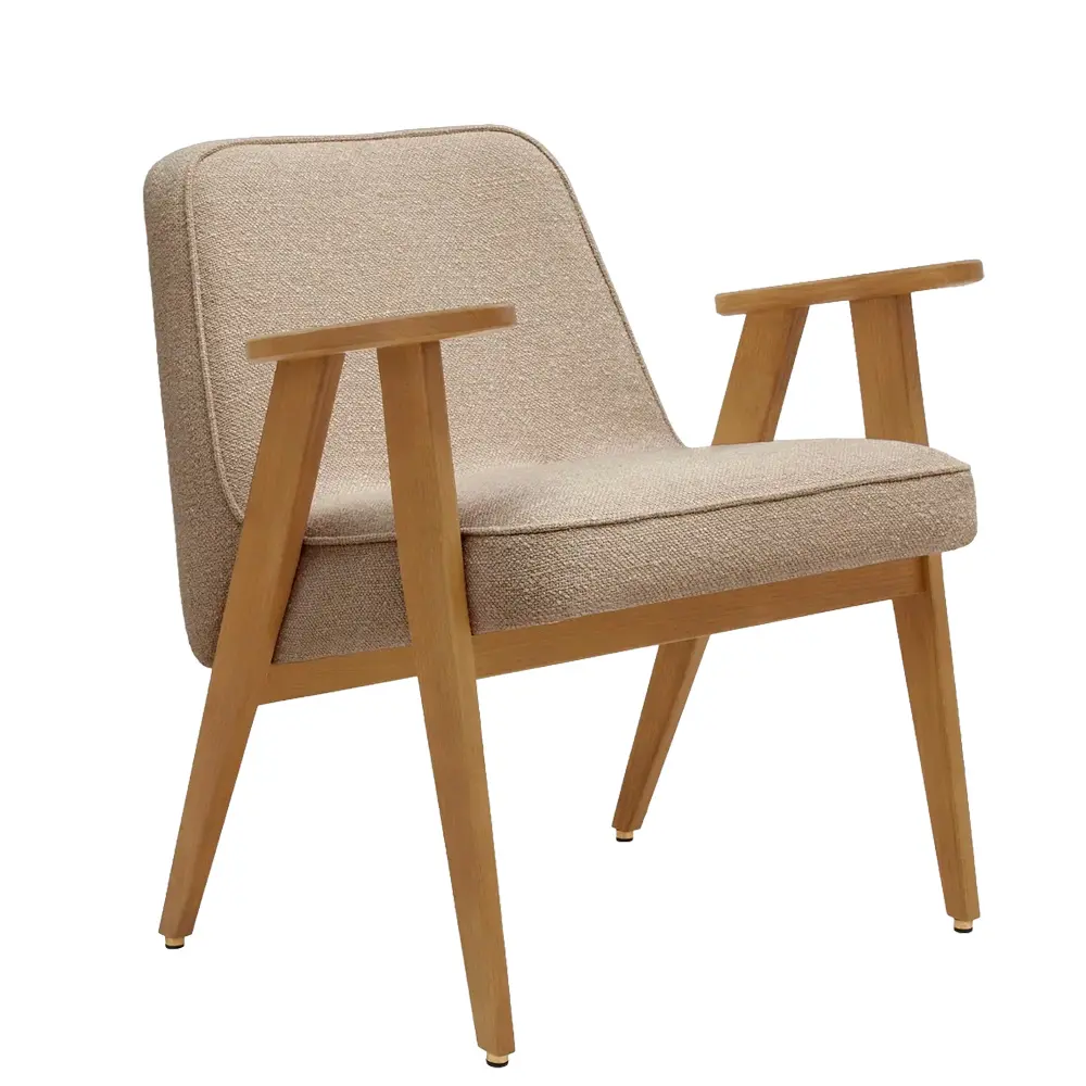 sillon roble tenido con asiento y respaldo tapizado taupe para hoteles y hosteleria