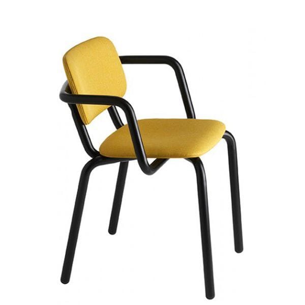 Sillón apilable tapizado estructura metálica para cafeterías