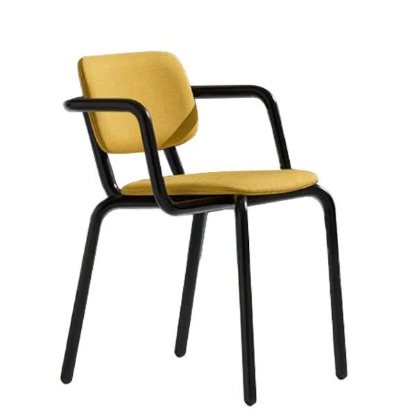 Sillón apilable tapizado estructura metálica para cafeterías