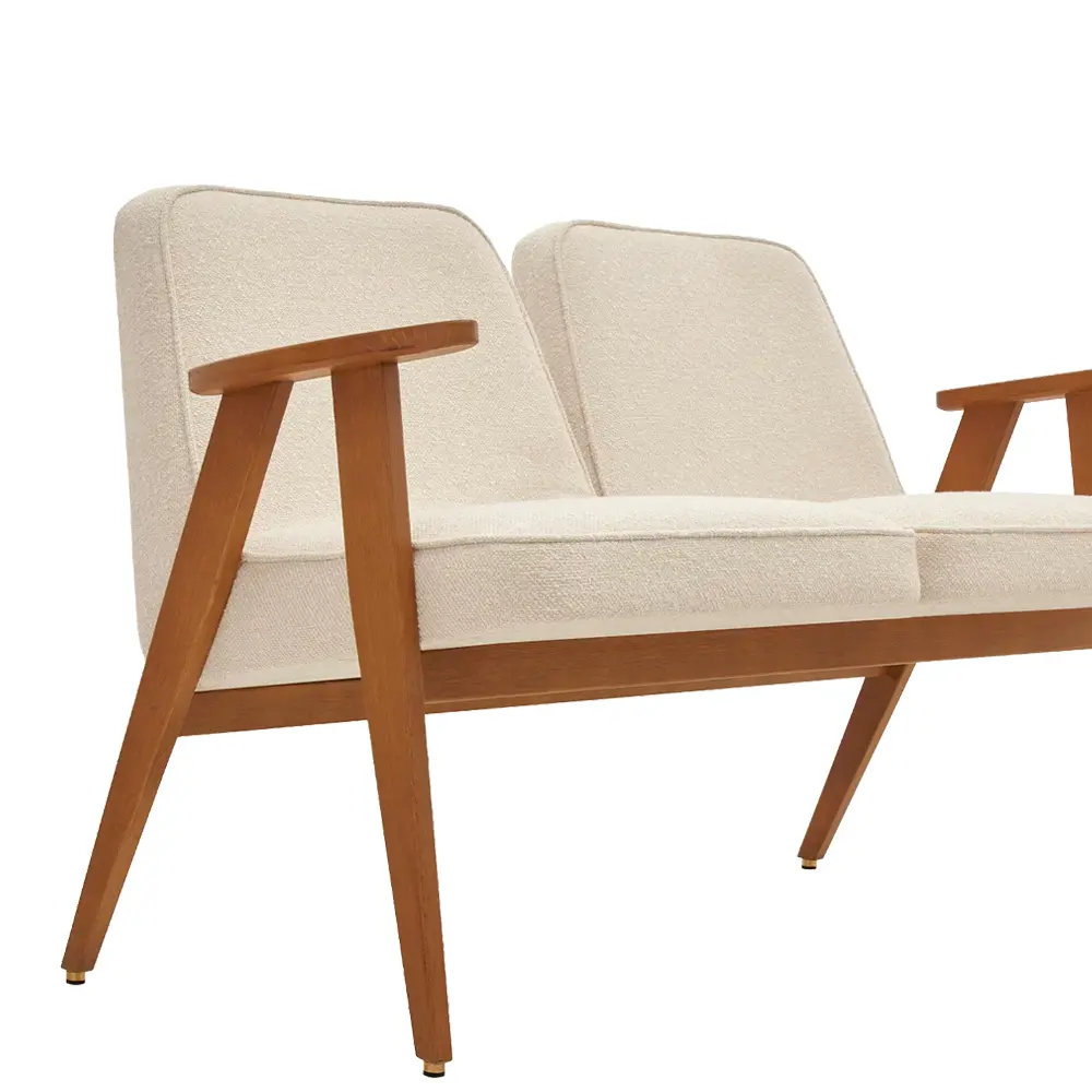 sofa dos plazas estilo nordico madera roble tapizado beige para hoteles y hosteleria vistula