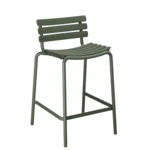 taburete aluminio verde con lamas de plastico reclips de houe