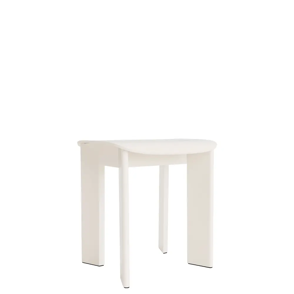 taburete bajo puff madera chisel hay blanco