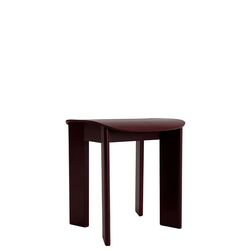 taburete bajo puff madera chisel hay burdeos