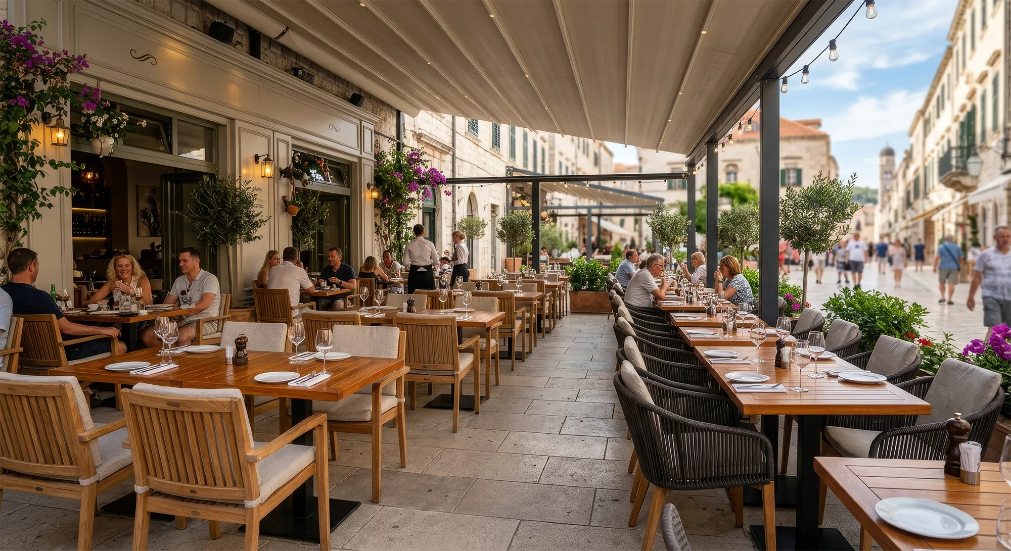 terraza vibrante limpia con muebles de diseño contemporaneo en perfecto estado